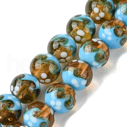 Handmade Gold Sand Lampwork Beads Strands LAMP-A003-03H-1