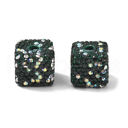 Cube Shape Polymer Clay Rhinestone Beads CLAY-NH0001-08I-1