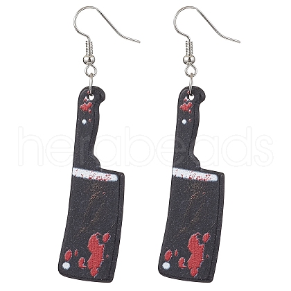 Hallowmas Printed Acrylic Dangle Earrings EJEW-JE06124-03-1