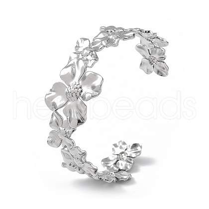 304 Stainless Steel Cuff Bangles for Women BJEW-Z078-10P-1