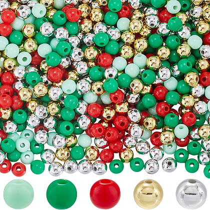 SOFPLATE Christmas Theme 1500Pcs 5 Colors Opaque Acrylic Beads MACR-SP0001-01A-01-1