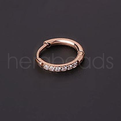 316 Stainless Steel Micro Pave Clear Cubic Zirconia Hoop Cartilage Earrings WG9FB89-02-1