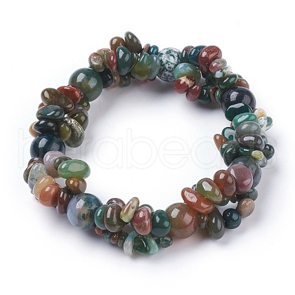 Natural Indian Agate Stretch Bracelets BJEW-JB03746-02-1