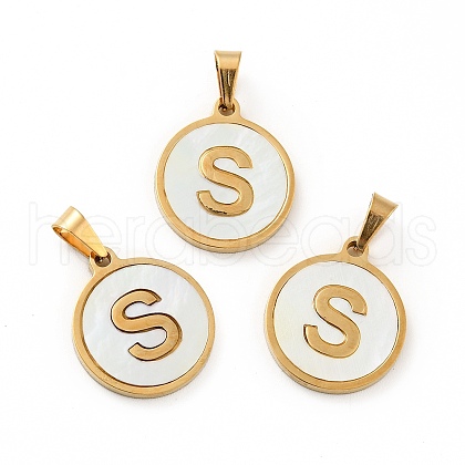 PVD Vacuum Plating 304 Stainless Steel with White Shell Pendants STAS-G268-01S-G-1
