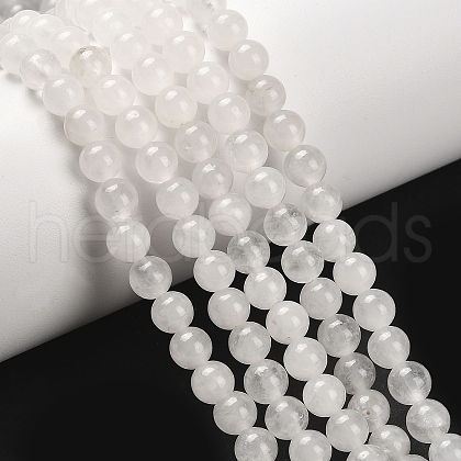 Natural White Jade Round Bead Strands G-E334-6mm-13-1