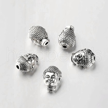 Tibetan Style Alloy 3D Buddha Head Beads X-TIBEB-O004-63-1
