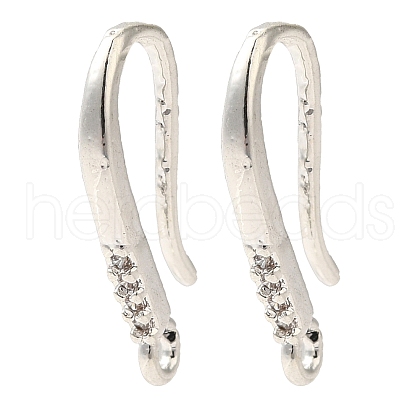 Rack Plating Brass Micro Pave Clear Cubic Zirconia Earring Hooks KK-A231-12S-1