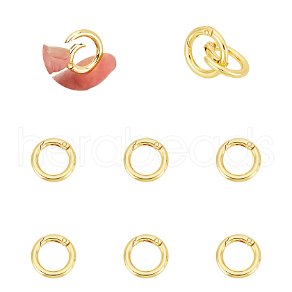 Unicraftale Rack Plating Brass Spring Gate Rings KK-UN0003-05A-1