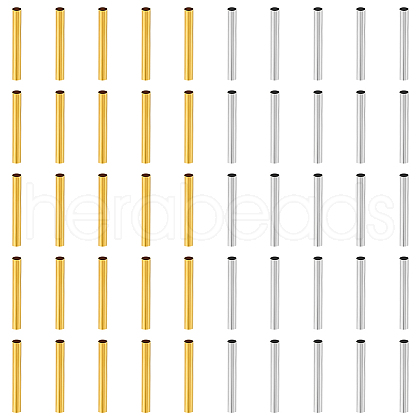 50Pcs 2 Colors Brass Tube Beads KK-LP0001-28-1