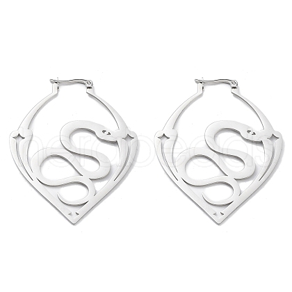 Tarnish Resistant 304 Stainless Steel Jar with Snake Hoop Earrings for Women EJEW-R156-01P-1