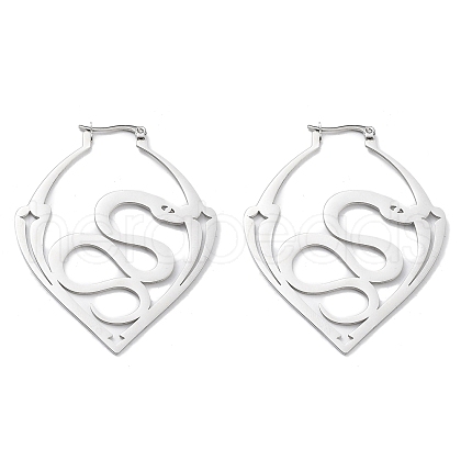 304 Stainless Steel Jar with Snake Hoop Earrings for Women EJEW-R156-01P-1