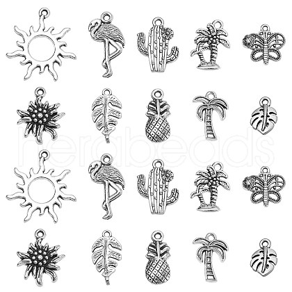 100Pcs 10 Styles Tibetan Style Alloy Pendants TIBEP-CJ0001-95-1
