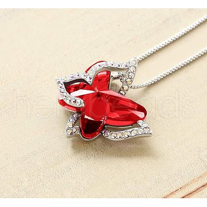 Butterfly Brass Pave Glass Birth Stone Pendant Necklaces FS-WG3BB0A-13-1