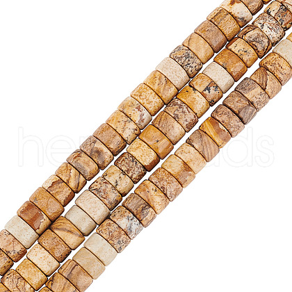 GOMAKERER 3 Strands Natural Picture Jasper Beads Strands G-GO0001-55-1