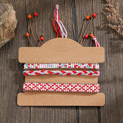 Bohemian Style Glass Seed Beads Handmade Bracelet Sets with Geometric Pattern FR9799-2-1