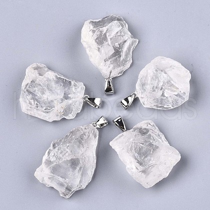 Raw Rough Natural Quartz Crystal Pendants X-G-N0326-52-1