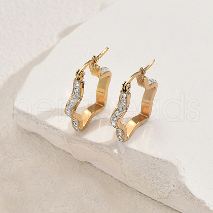 Stylish Stainless Steel Rhinestone Hoop Earrings DN4226-1-1