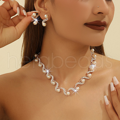 Alloy Rhinestone & Imitation Pearl Jewelry Sets FS-WG13239-02-1