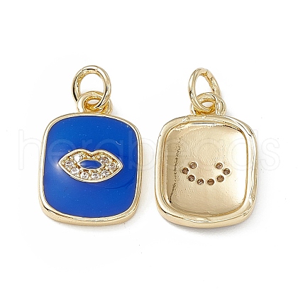 Brass Micro Pave Cubic Zirconia Charms KK-E068-VB436-1-1