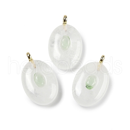 Natural Quartz Crystal & Cubic Zirconia Pendants G-Z076-01G-01-1