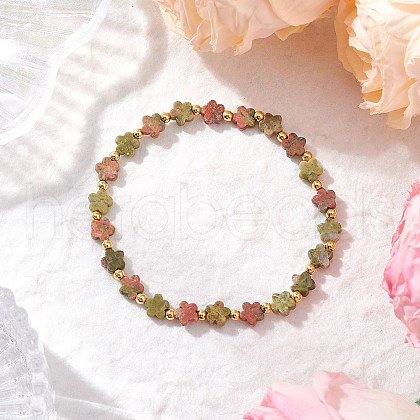 Natural Unakite Beads Stretch Bracelets for Women BJEW-JB11768-08-1