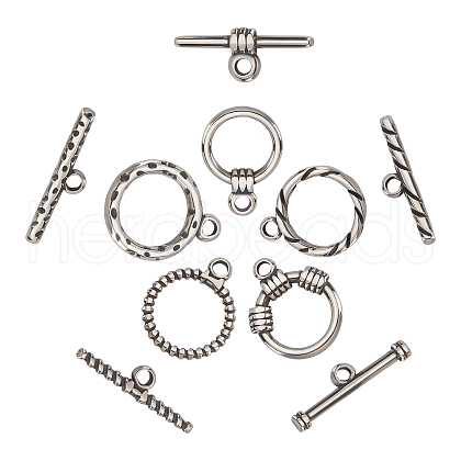 DICOSMETIC 5 Sets 5 Style  304 Stainless Steel Toggle Clasps STAS-DC0008-15-1