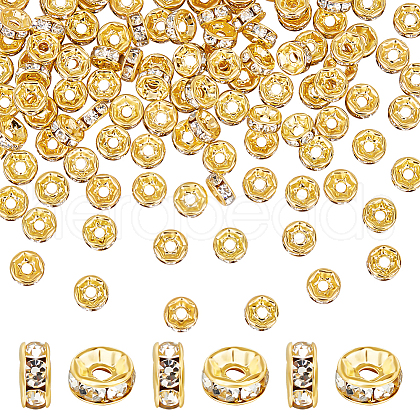 Unicraftale 200Pcs Brass Rhinestone Spacer Beads RB-UN0001-11-1