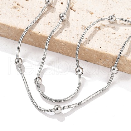 304 Stainless Steel Satellite Chains Multi-strand Bracelets for Men Women BJEW-Q038-11P-1