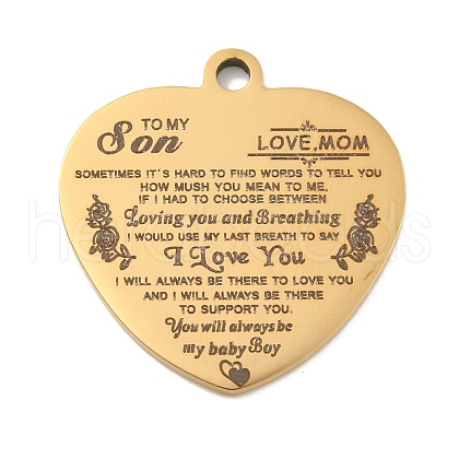 PVD Vacuum Plating 201 Stainless Steel Pendants STAS-L079-26G-03-1