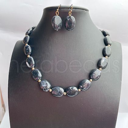 Acrylic Oval Beaded Necklace & Dangle Earring Sets FS-WG338F8-01-1