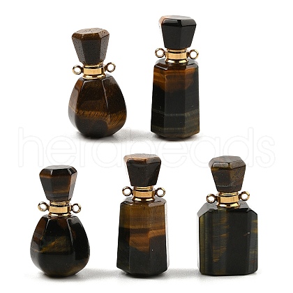 Natural Tiger Eye Perfume Bottle Pendants G-P554-G04-1