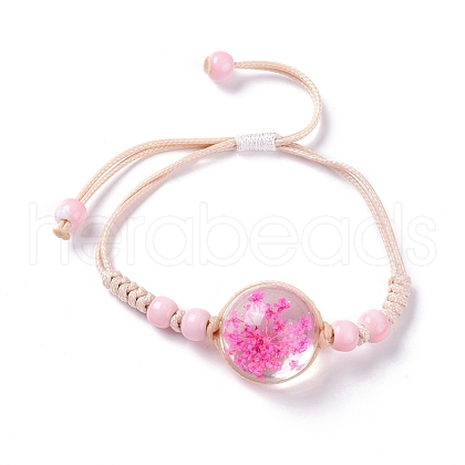 Handmade Dry Pressed Flower Link Bracelet for Girl Women BJEW-C004-01I-1