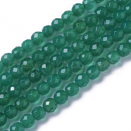 Natural Dyed & Heated Green Onyx Agate Beads Strands X-G-F596-12B-2mm-1