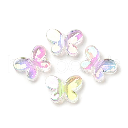 Transparent UV Plating Rainbow Iridescent Acrylic Beads OACR-A021-04-1