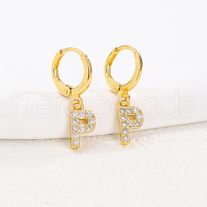 Brass Micro Pave Clear Cubic Zirconia Hoop Earrings FS-WGAF6E5-02-1
