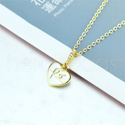 Brass Enamel Faith Fe Heart Pendant Necklaces with Clear Cubic Zirconia for Women FS-WGC0F61-02-1