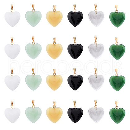 HOBBIESAY 24Pcs 6 Style Spray Painted Glass Pendants GLAA-HY0001-07-1