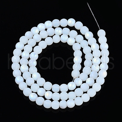 Frosted Imitation Jade Glass Beads Strands GLAA-T032-J4mm-MBB02-1