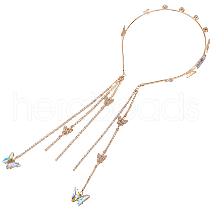 Zinc Alloy Rhinestone Hair Bands OHAR-WH20007-01B-G-1