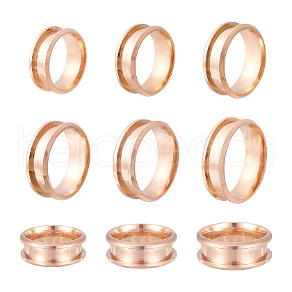 Yilisi 6Pcs 6 Size 201 Stainless Steel Grooved Finger Ring Settings FIND-YS0001-11-1