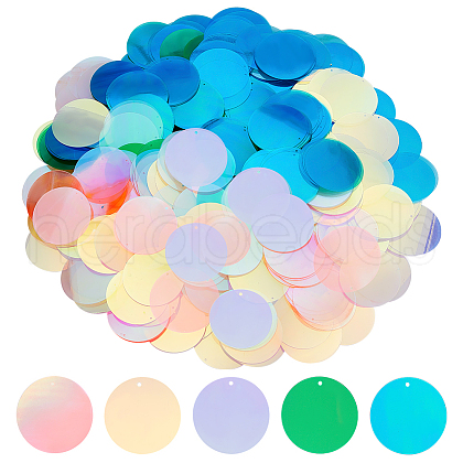 Olycraft 500Pcs 5 Colors Iridescent PVC Paillette/Sequins Pendants KY-OC0001-33C-1