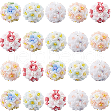 SUNNYCLUE 20Pcs 5 Colors Luminous Resin Pave Rhinestone Beads RESI-SC0005-56-1