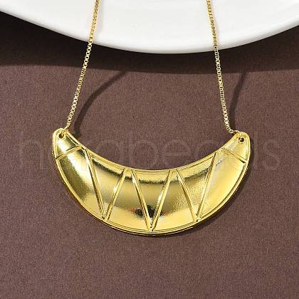 Brass Big Horn Pendant Box Chain Necklaces NJEW-L068-01G-1