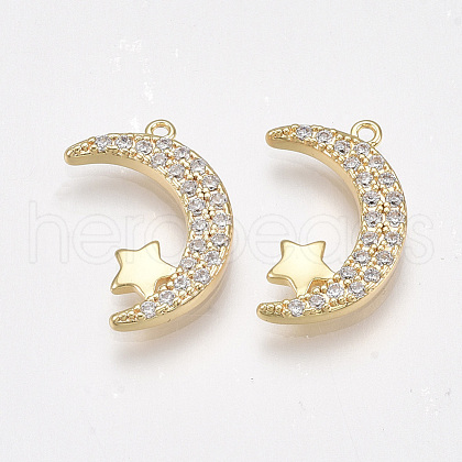 Brass Micro Pave Cubic Zirconia Pendants KK-T038-510G-1