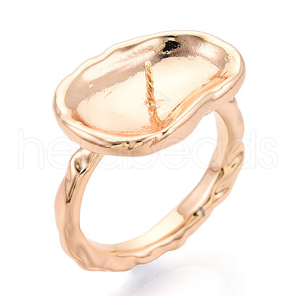Oval Brass Finger Ring Settings KK-T076-37G-1