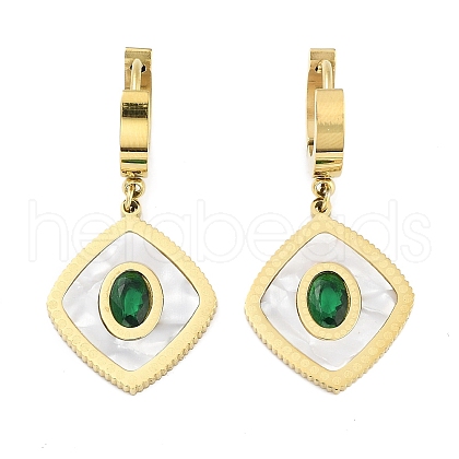 Rhombus 304 Stainless Steel Shell Dangle Earrings EJEW-L283-086G-1