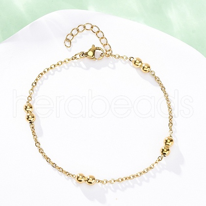 304 Stainless Steel Rolo Chain Bracelets for Women BJEW-C094-08G-1