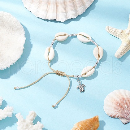Alloy Turtle Charm Bracelets BJEW-JB11758-01-1