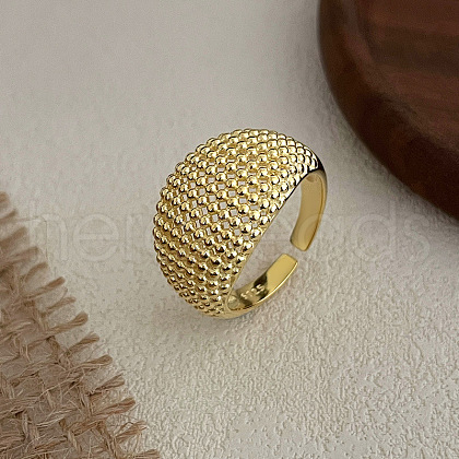 Round Beaded 925 Sterling Silver Adjustable Cuff Rings for Women FS-WG03D1A-02-1