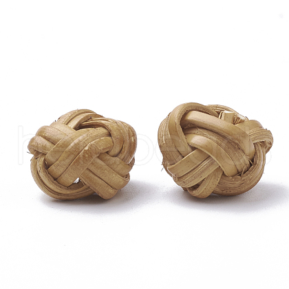 Handmade Reed Cane/Rattan Woven Beads WOVE-Q075-11-1